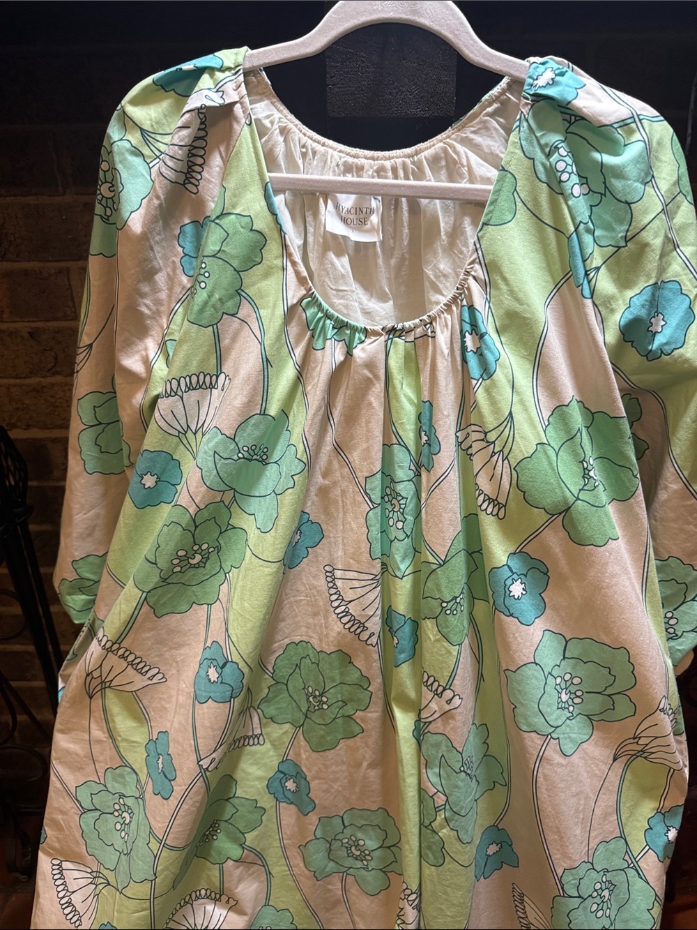 Women’s Floral Maxi Dress in Green and Aqua - Picture 2 of 2